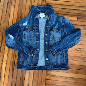 Distressed Denim Jacket size Small